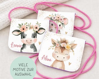 Personalisierter Brustbeutel für Kinder|  Geldbörse mit Namen | Portmonee Tiere