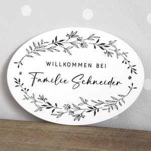 Türschild Familie Haustür personalisiert schwarz-weiß modern