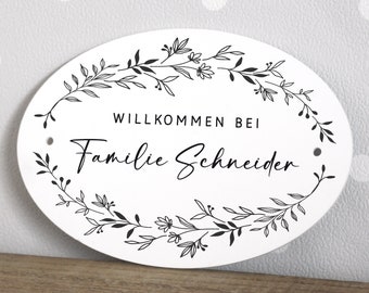 Türschild Familie Haustür personalisiert schwarz-weiß modern