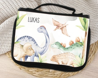 Kulturbeutel für Kinder, Waschtasche personalisiert Dino