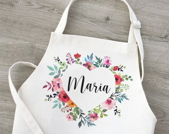 Schürze Blumenherz mit Name, Geschenk für Mama, Muttertag, Muttertagsgeschenk