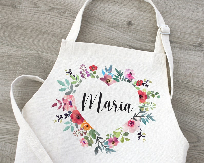 Schürze Blumenherz mit Name, Geschenk für Mama, Muttertag, Muttertagsgeschenk Bild 1