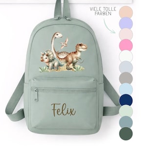 Kindergartenrucksack Dinos | Kindergartentasche personalisiert in vielen Farben | Geschenkidee für Kinder | Dinosaurier Dino