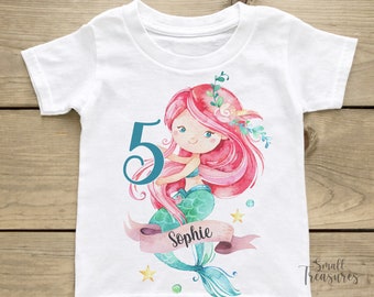 Birthday Shirt Personalized, Birthday Girl Mermaid T-Shirt TShirt