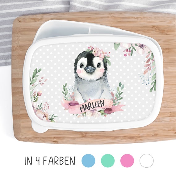 Brotdose Pinguin Für Kinder, Mit Namen Personalisiert, Brotbox Lunchbox