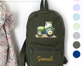 Kinderrucksack Trecker Traktor, Kindergartentasche personalisiert, Farbauswahl, Geschenkidee für Kinder, Kindergartenkind Rucksack