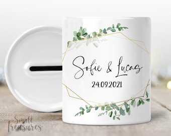 Spardose zur Hochzeit, Geldgeschenk Hochzeitsgeschenk mit Namen Brautpaar Geschenkidee