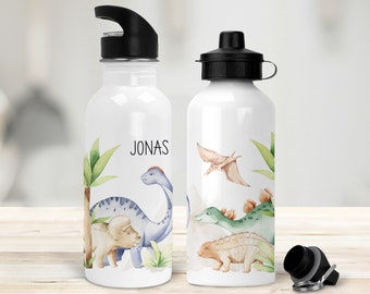 Kinderflasche Trinkflasche Dinos personalisiert, Flasche mit Namen