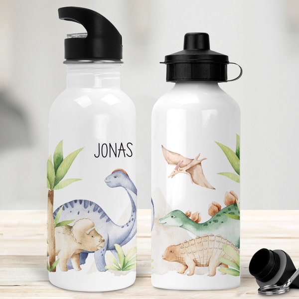 Kinderflasche Trinkflasche Dinos personalisiert, Flasche mit Namen