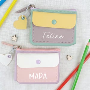 Kinderportmonee, kleine Geldbörse mit Namen, Brustbeutel, Einschulungsgeschenk Schulkind