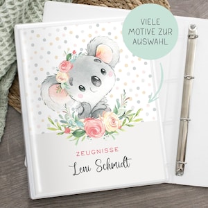 Zeugnismappe personalisiert Zeugnisordner Koala, Schulanfang Geschenkidee Schulkind, Einschulung
