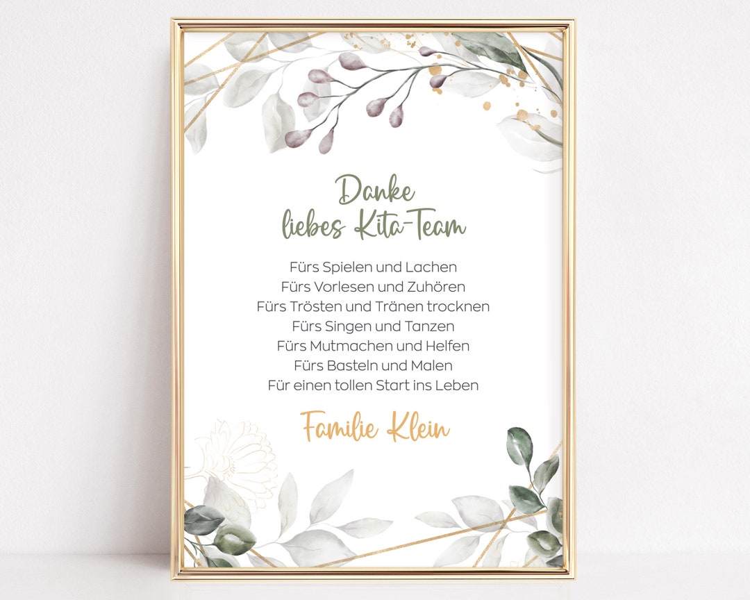 Abschiedsgeschenk Kindergarten Poster KITA Erzieherin Tagesmutter - Etsy