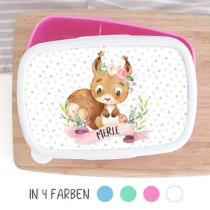 Brotdose Brotbox Lunchbox personalisiert, Motivauswahl Eichhörnchen, Fuchs, Reh, Koala