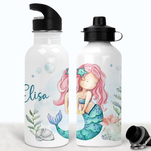 Trinkflasche Meerjungfrau, Kinderflasche personalisiert, Flasche mit Namen