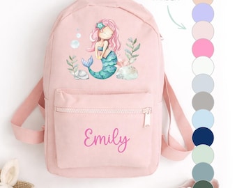 Kinderrucksack Meerjungfrau, Kindergartentasche personalisiert, Farbauswahl, Geschenkidee für Kinder, Kindergartenkind