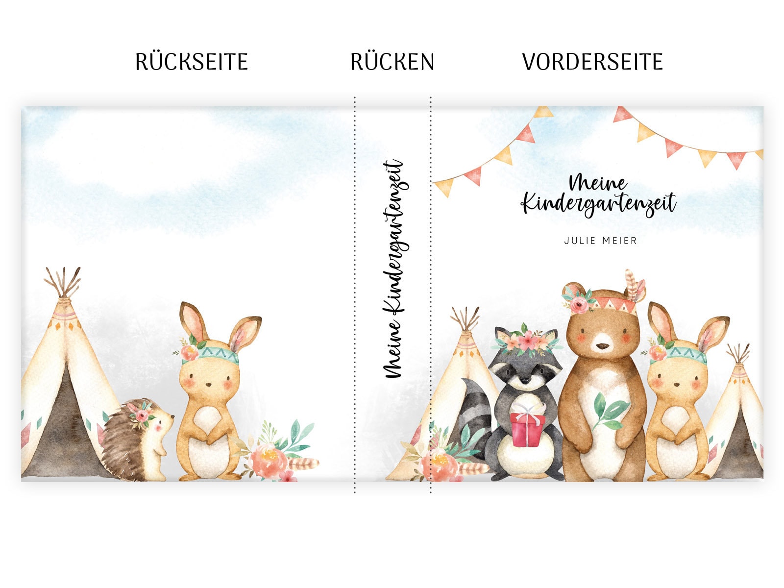 Kindergartenordner Indianer mit Namen, Ordner personalisiert, Sammelordner, Portfolio, Kindergartenmappe, Sammelmappe