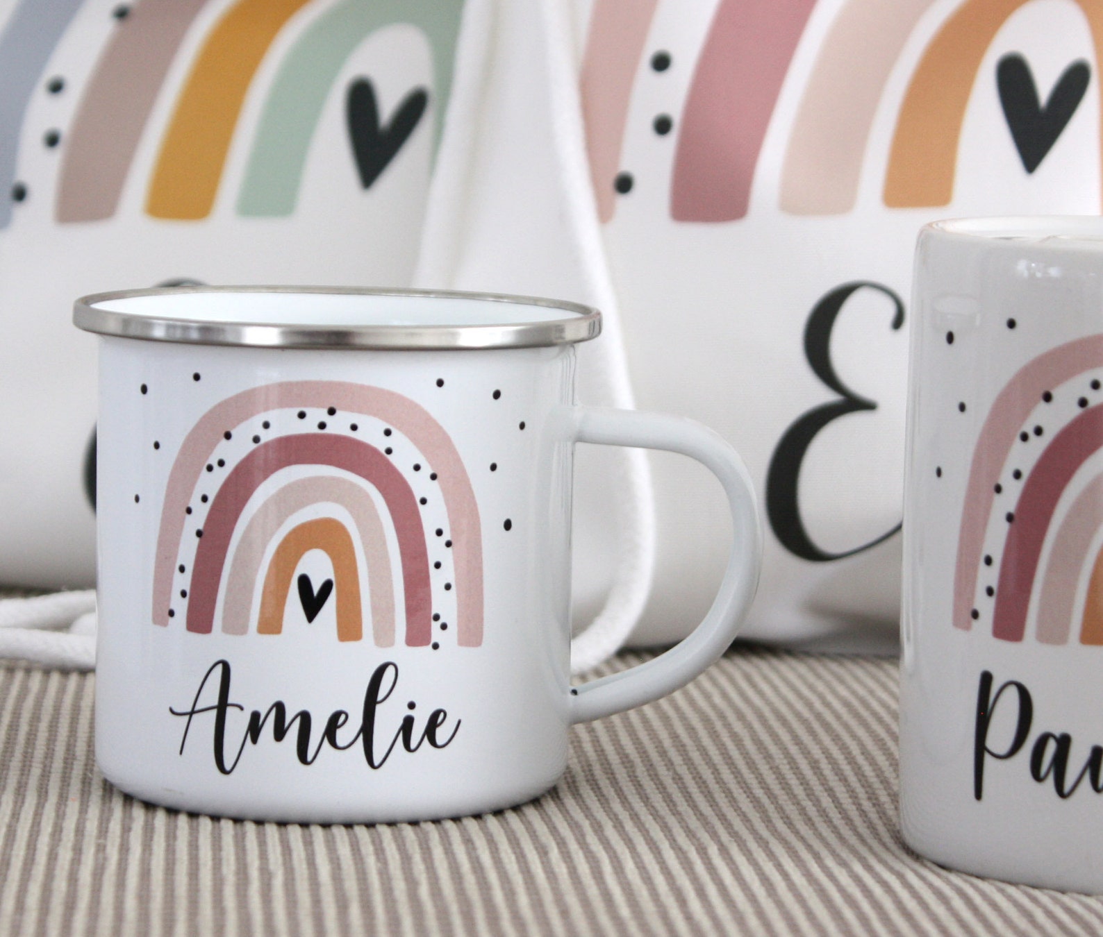Personalisiert Kindertasse Mit Namen – Kunststoff, Regenbogen-Design, 320 Ml, Für Mädchen & Jungen