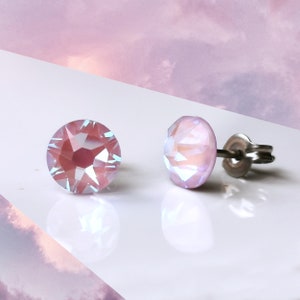 Titanium Delite Lavender Pink Stud Earrings. 6.5mm Wide, Nickel Free Hypoallergenic Earrings Made With Pure Titanium