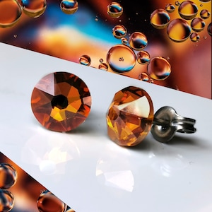 Titanium Crystal CopperStud Earrings. 6.5mm Wide, Nickel Free Hypoallergenic Earrings Made With Pure Titanium