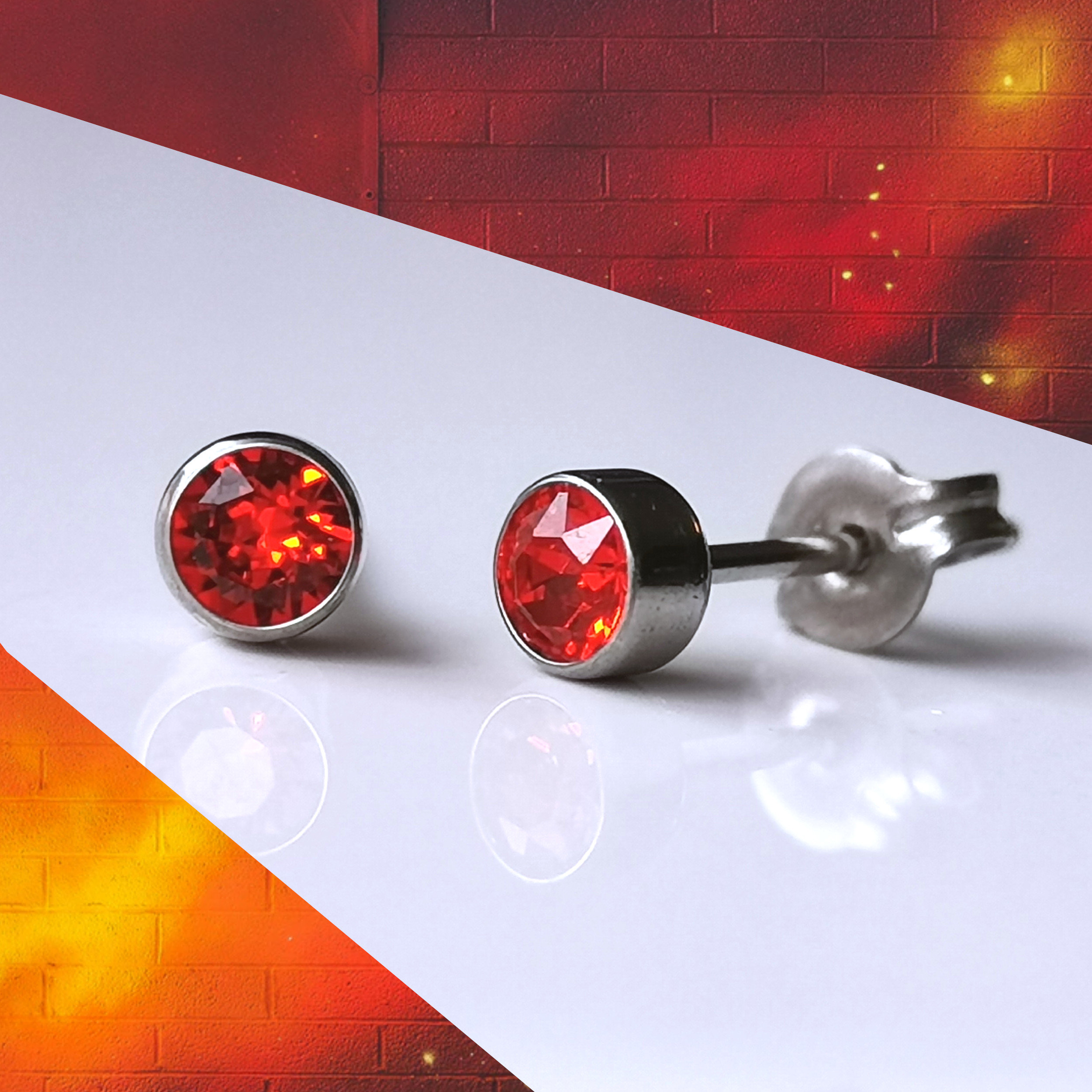 rygai 1 Pair Ear Studs Non-Piercing Magnetic Stainless Steel Round Colored  Rhinestone Embedded Men Women Earrings Fashion Jewelry,Red - Walmart.com