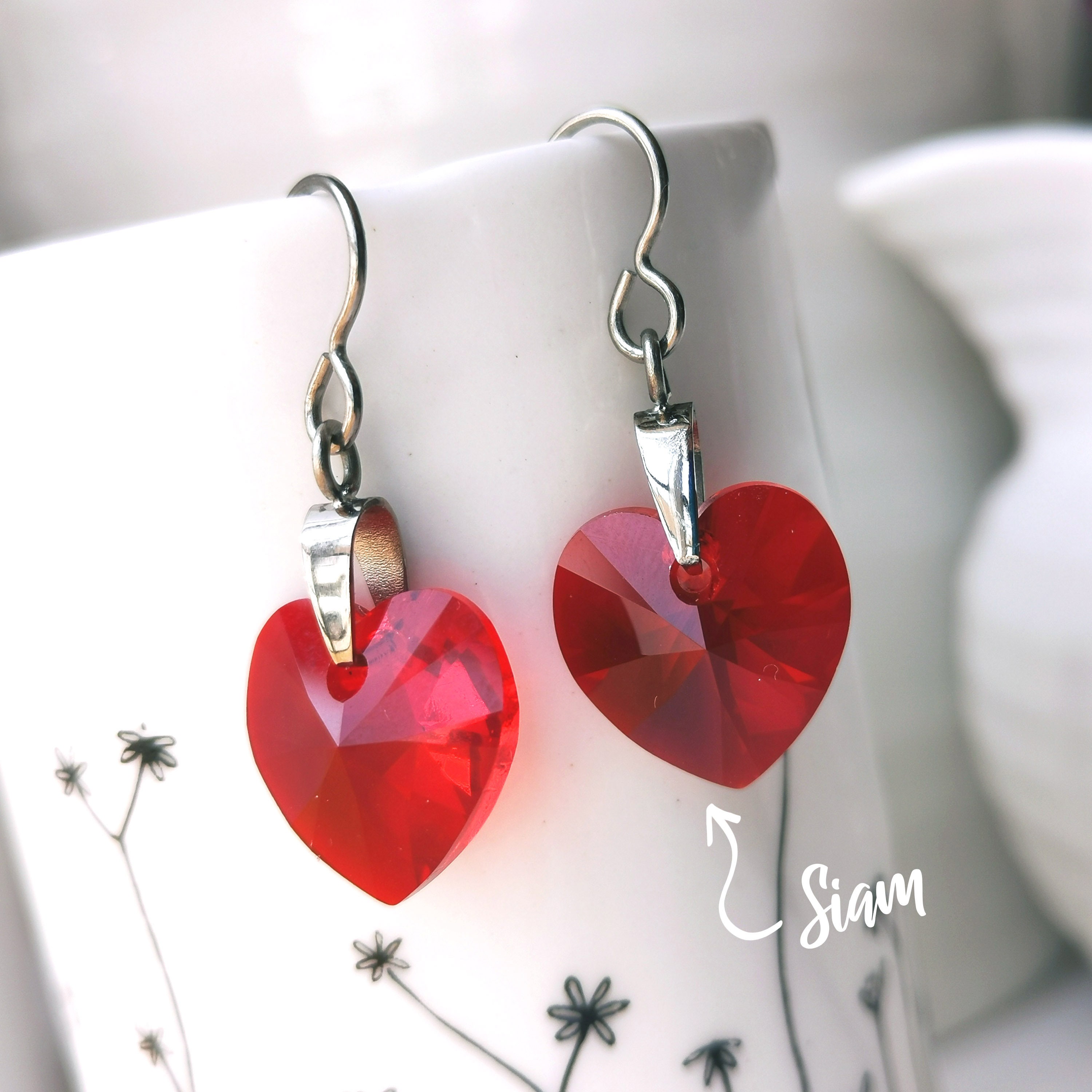 Titanium Rich Red Heart Drops. Made With Siam Crystals & Pure - Etsy UK