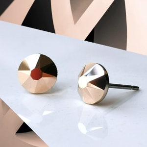Titanium Rose Gold Coloured Stud Earrings. 6.5mm Wide, Nickel Free Hypoallergenic Earrings Made With Pure Titanium