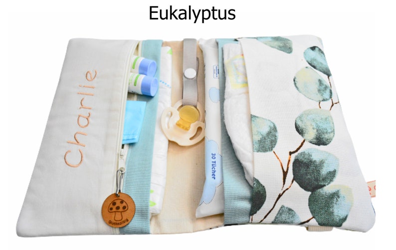 Windeltasche mit Namen Eukalyptus
