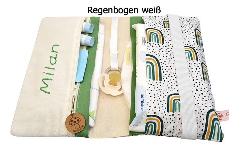 Windeltasche mit Namen Regenbogen
