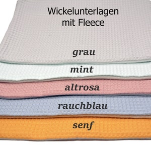 Windeltasche mit 3 Seiten in den Stoffen Muschel senf, Waffelstoff grau und creme uni . Auf Wunsch mit Wickelunterlage. Bitte dazu bestellen.