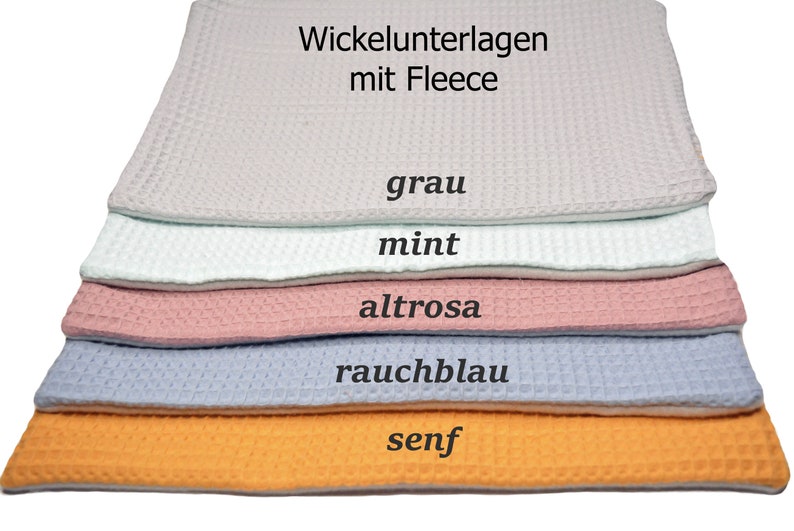 Windeltasche mit 3 Seiten in den Stoffen Muschel senf, Waffelstoff grau und creme uni . Auf Wunsch mit Wickelunterlage. Bitte dazu bestellen.