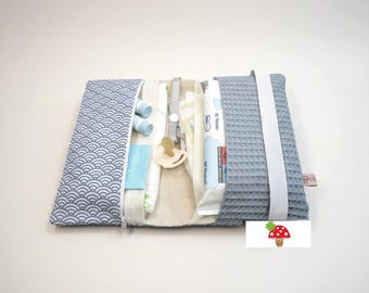 Cotton diaper bag, optionally with changing mat