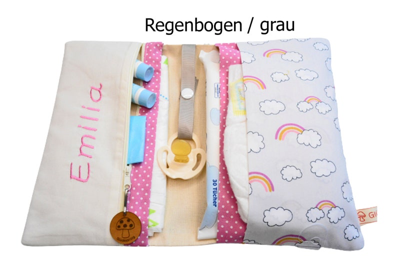Windeltasche mit Namen Regenbogen Mädchen