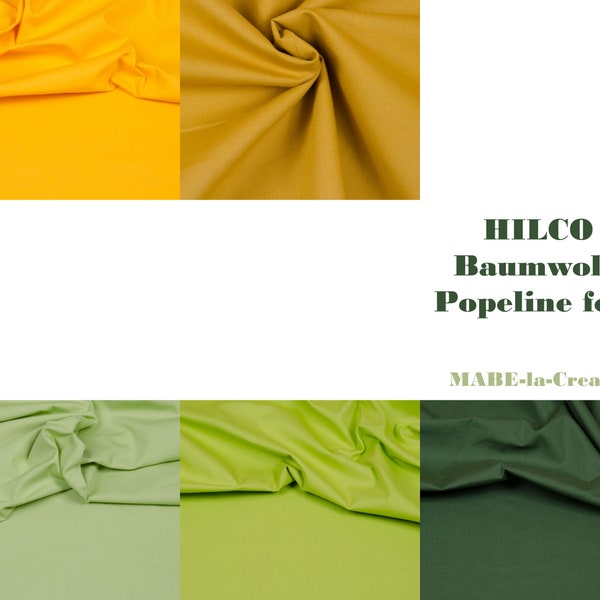 Baumwollstoff, 50 cm Popeline Uni, HILCO - Farbe zur Wahl