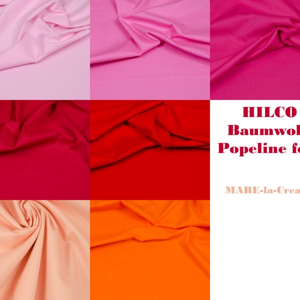 Cotton fabric, 50 cm poplin Uni, HILCO - color to choose from