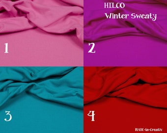 Sweat, Stoff, Hilco, Winter Sweaty, einfarbig - Farbe zur Wahl - rosa, beere, petrol, dunkelrot
