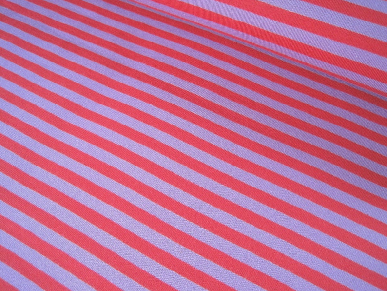 50 cm Bio Ringel Jersey Lillestoff Farbe zur Wahl Stoff Baumwolle Elasthan Ringeljersey rosa lila orange rot pink 5 - lila-rot