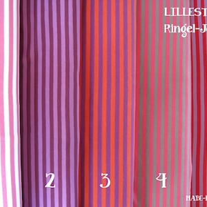 50 cm Bio Ringel Jersey Lillestoff Farbe zur Wahl Stoff Baumwolle Elasthan Ringeljersey rosa lila orange rot pink Bild 1