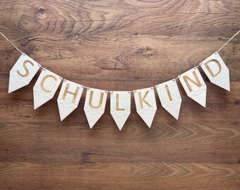 Wooden garland pennant chain school child pen shape