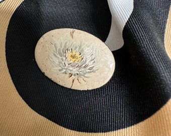 Broche Fleur Émaillée Bijou Émail Vintage Années 1970