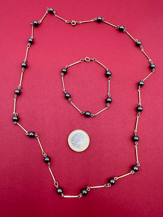 Halskette mit Armband Vintage 1980s Hematite Perl… - image 2