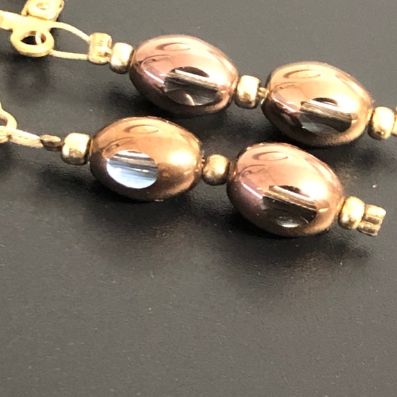Copper Color Glass Bead Earrings Beautiful Vintag… - image 7