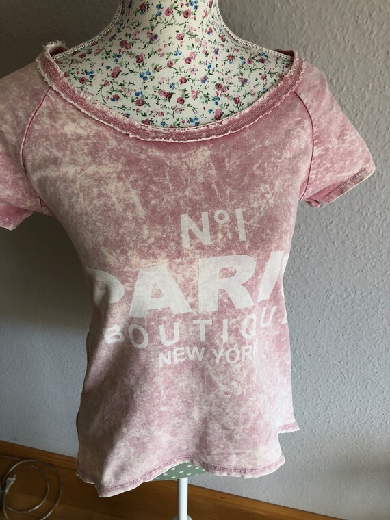 Pastel pink T-shirt with side pockets Vintage No … - image 4