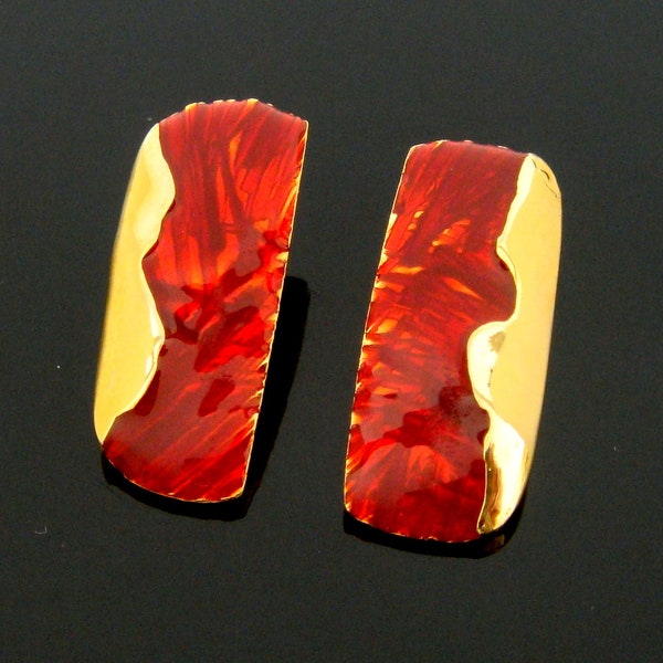Retro 70s Boho abstract, big clip earrings earrings, great design 3 x 1.2 cm abstract Vintage clip Earrings Boucles oreilles Orecchini