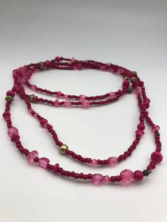 Flapper necklace vintage glass beads and lucite b… - image 1