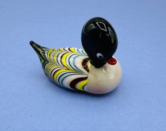Murano glass duck, small sweet original vintage 1970s Murano duck figurine