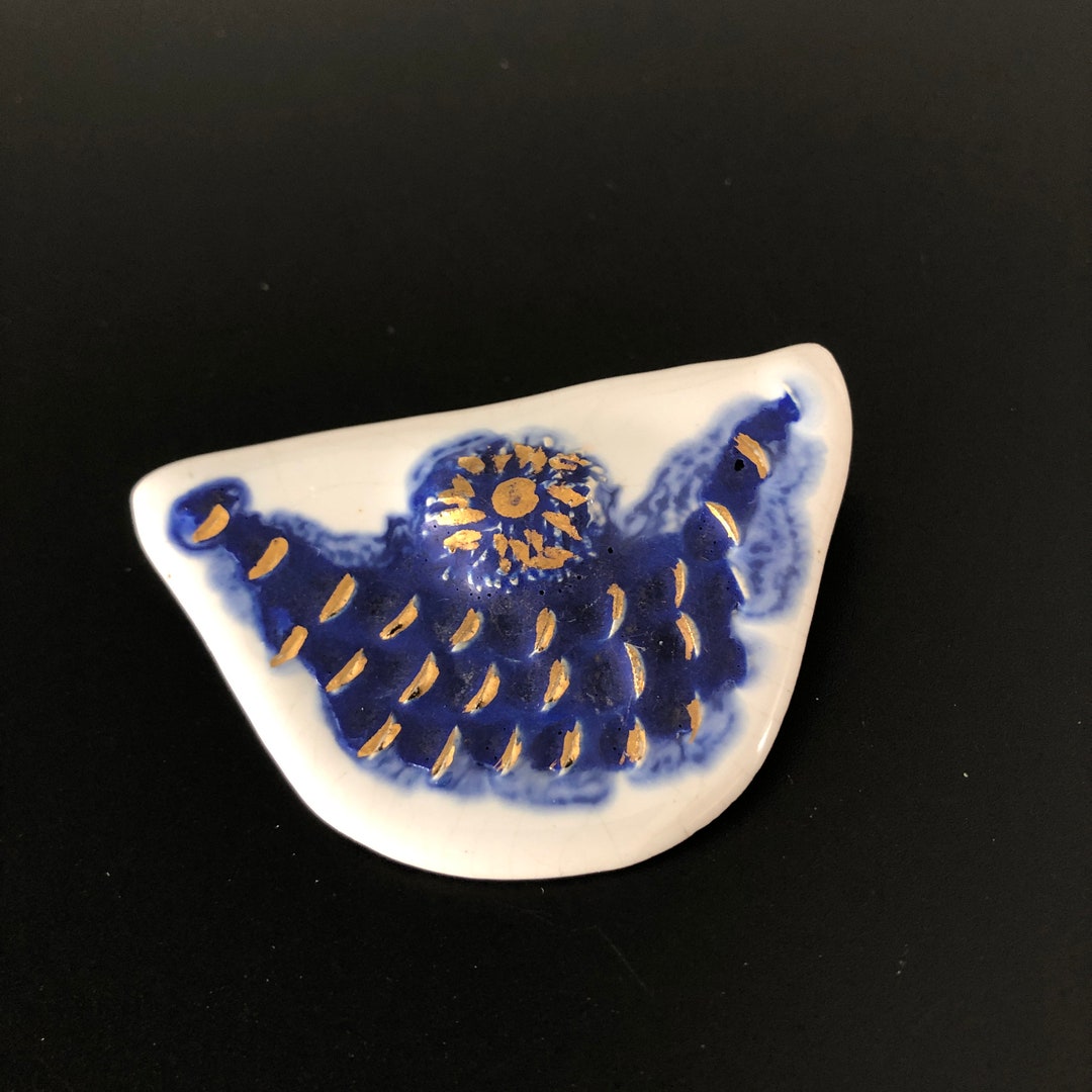 Broche vintage dorée avec 2 pierres de couleur (Neu (gemäss