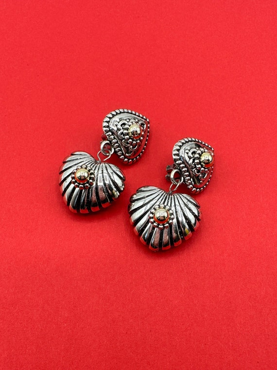 Vintage heart clip earrings fluted, breezy, beauti