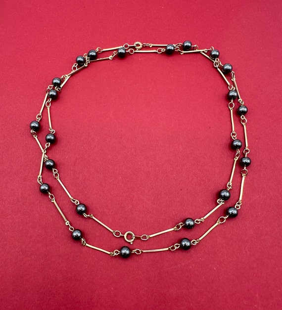 Halskette mit Armband Vintage 1980s Hematite Perl… - image 1