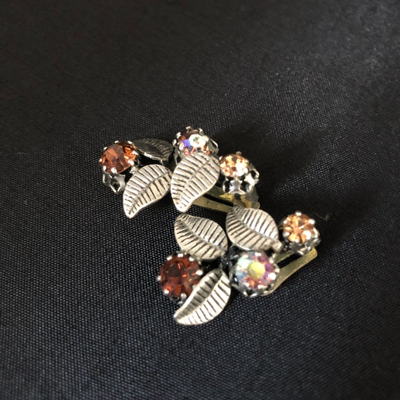 Beautiful rhinestone clip earrings Aurora Boreali… - image 6