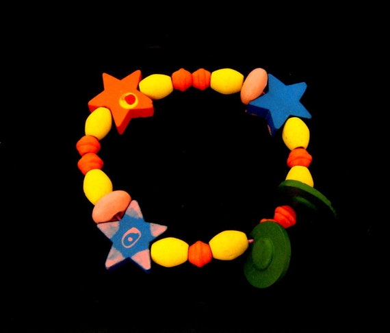 Colorful stars wood and rubber plastic elastic bra